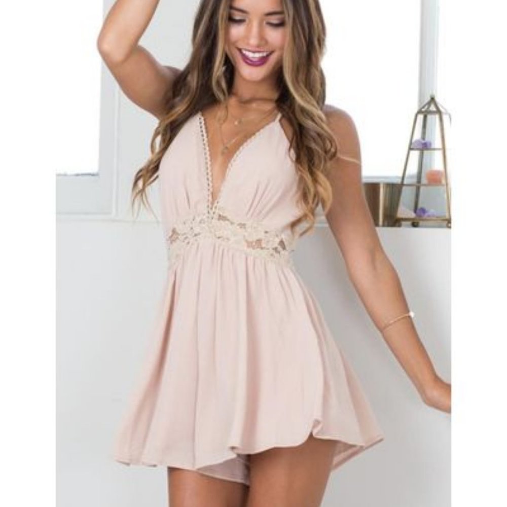 Showpo Acquainted Playsuit in nude